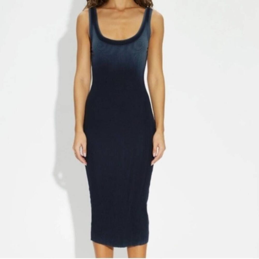 Cotton Citizen Blue and Black Ombre Sleeveless “Verona” Midi Dress Sz Small